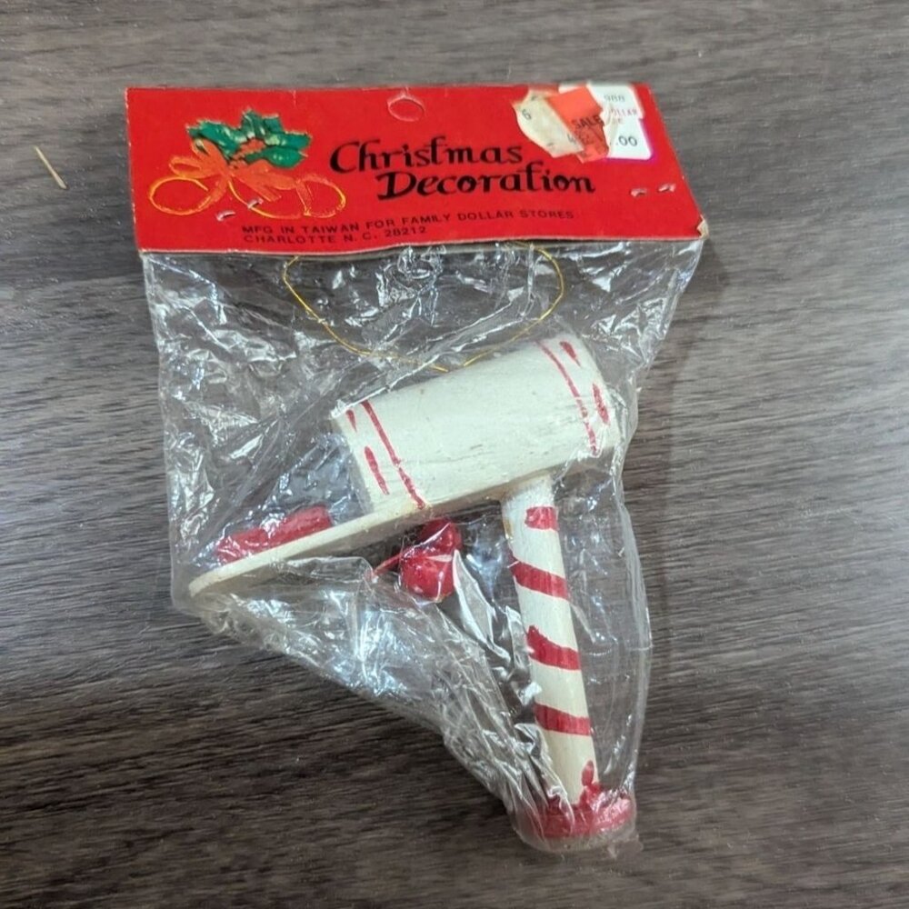 Vintage Christmas Decoration Air Mail Candy Cane Mailbox‎ Ornament NOS